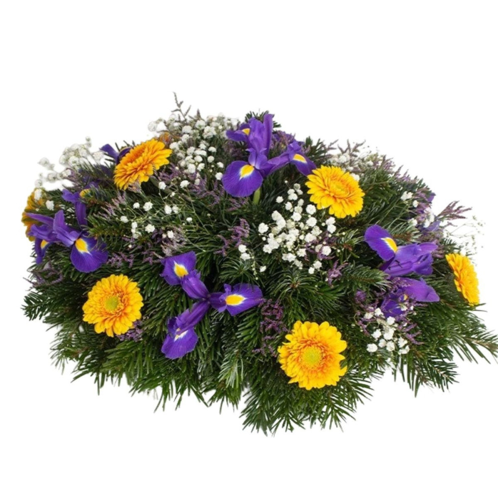 Ikebana s Irismi a Gerberami