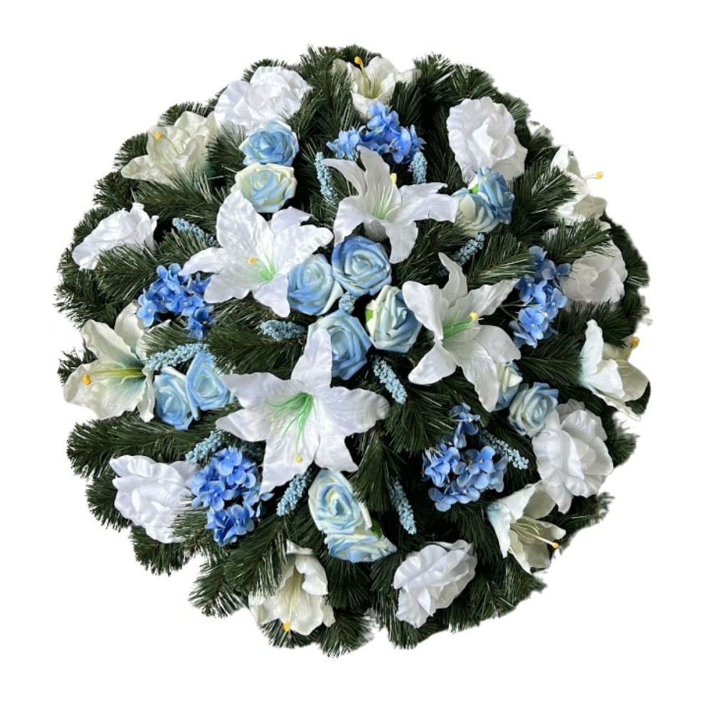 Umelý veniec kruh modro-biely 70 cm